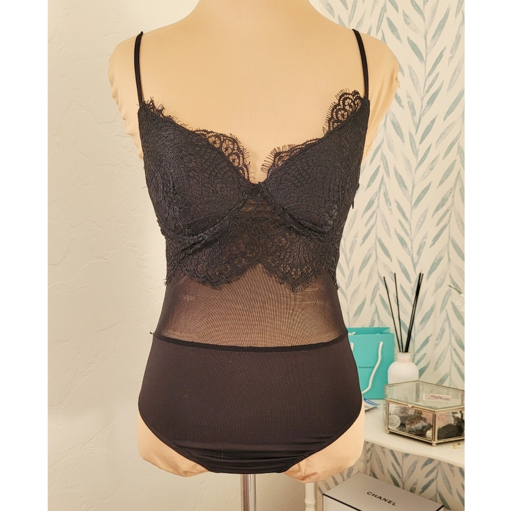 Windsor Black Mesh and Lace Bodysuit